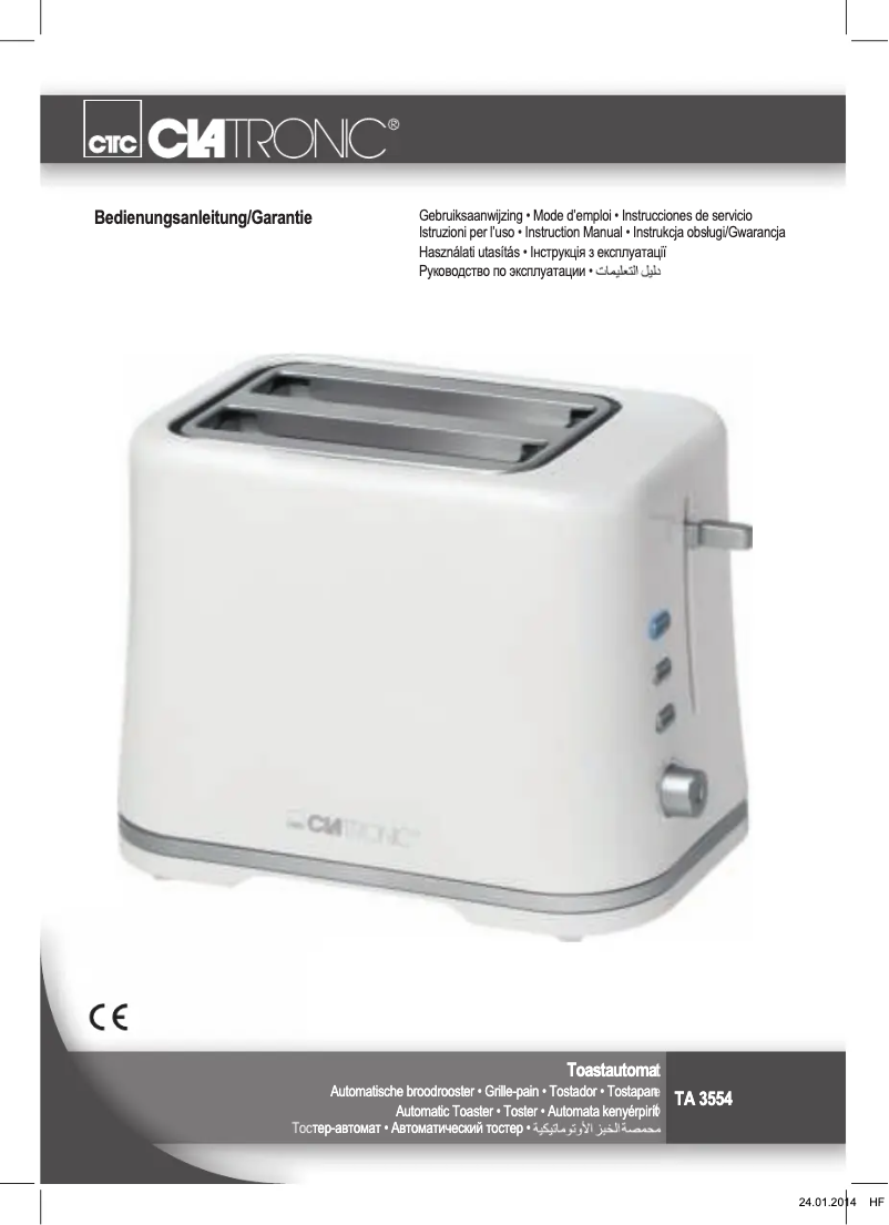 Page 1 de la notice Manuel utilisateur Clatronic TA 3554