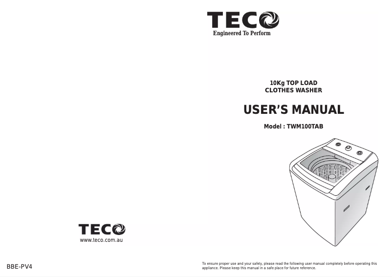Image de la première page du manuel de l'appareil TWM100TAB