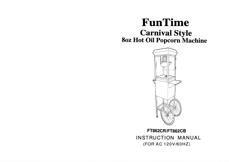 Page 1 de la notice Manuel utilisateur FunTime Carnival Style FT862CR