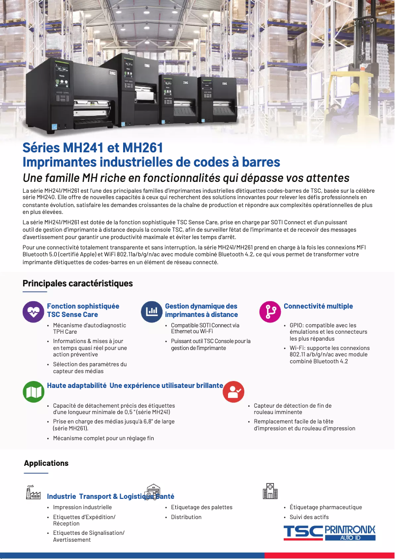 Page 1 de la notice Fiche technique TSC MH241