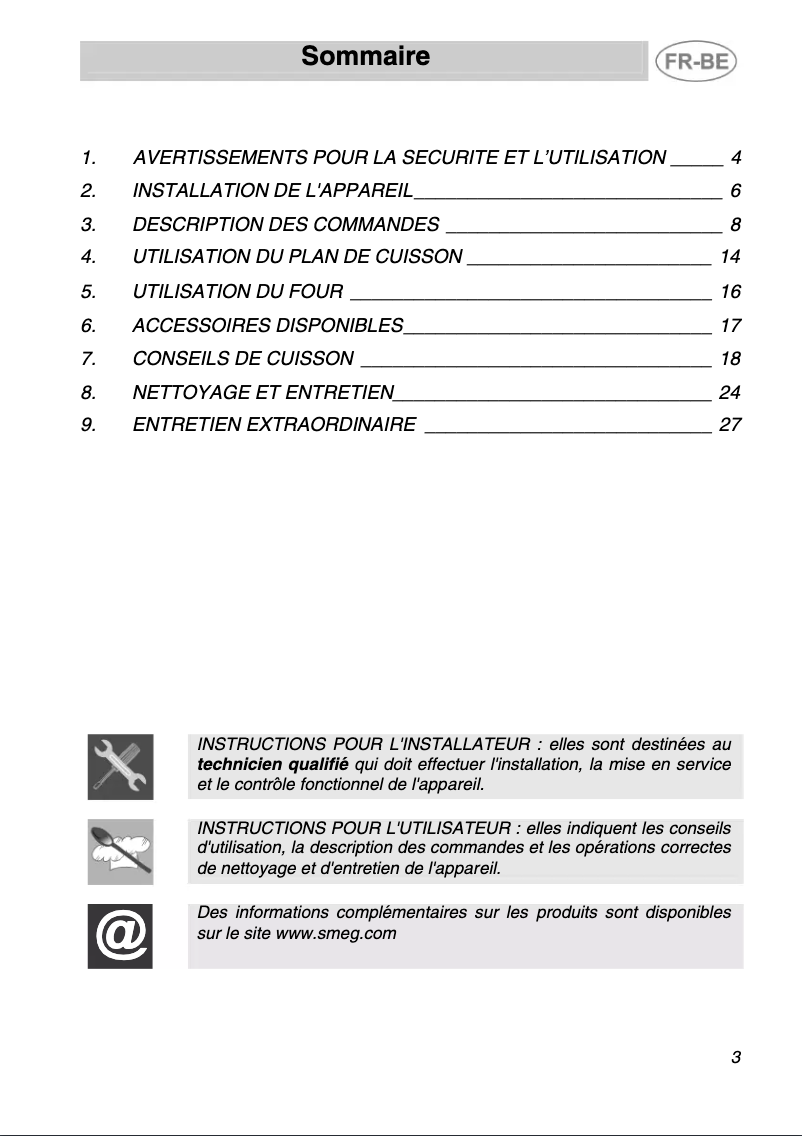 Page n°1 - Manuel utilisateur Smeg A1CA-6