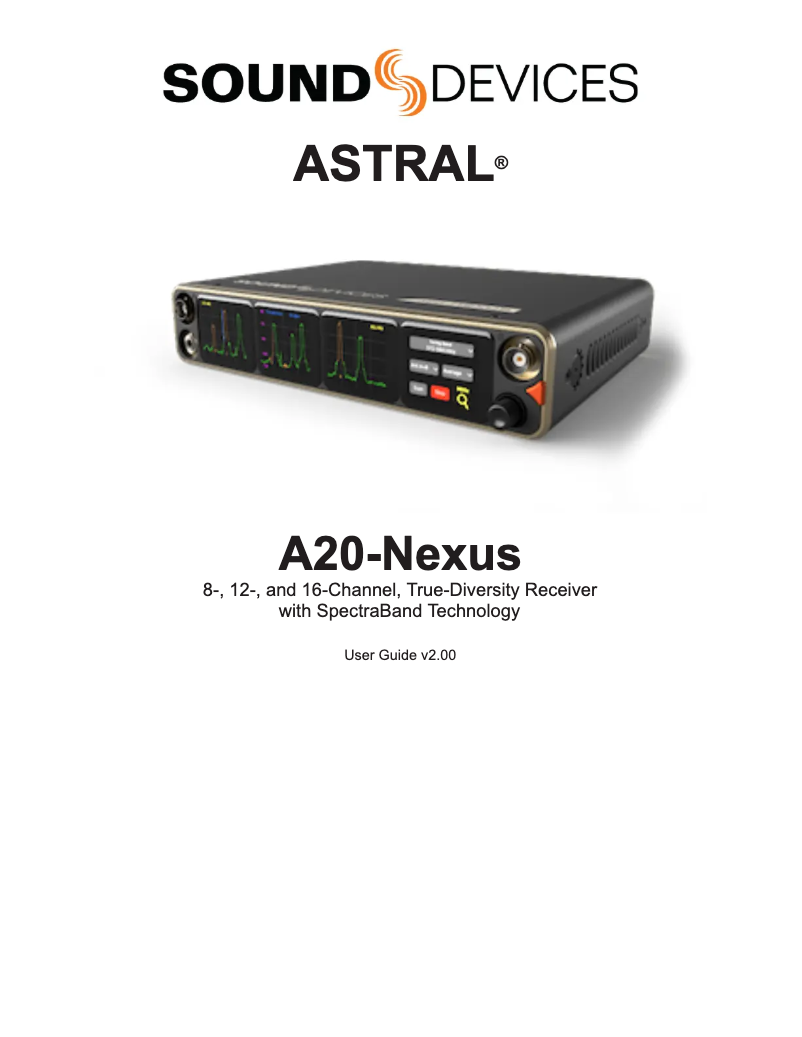 Página 1 del manual Manual de usuario Sound Devices A20-Nexus