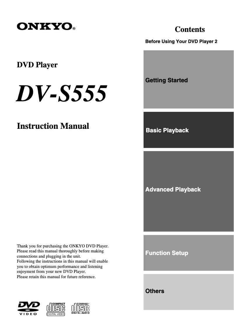 Page 1 de la notice Manuel utilisateur Onkyo DV-SP555