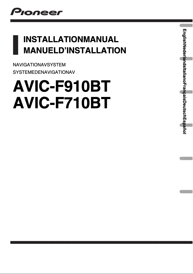 Page 1 de la notice Guide d'installation Pioneer AVIC-F910BT