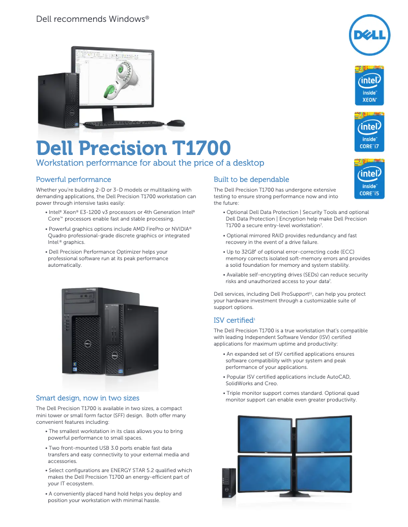 Page 1 de la notice Fiche technique Dell PRECISION T3620