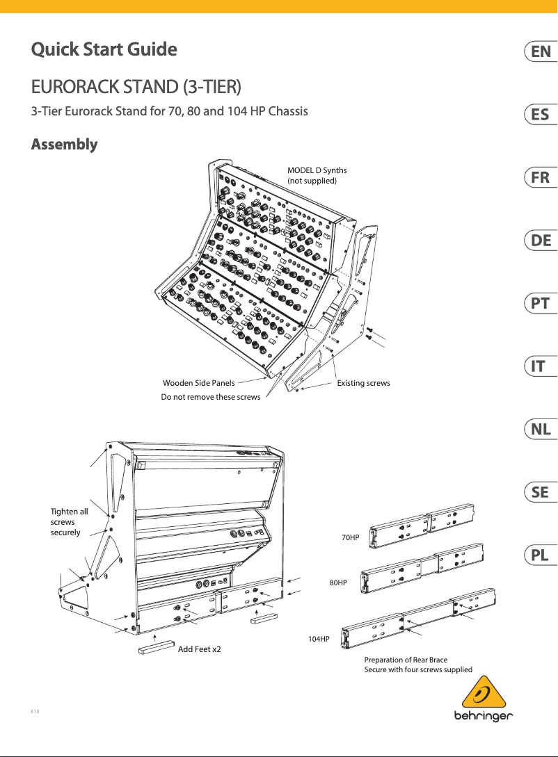 Image de la première page du manuel de l'appareil Eurorack Stand (3-Tier)