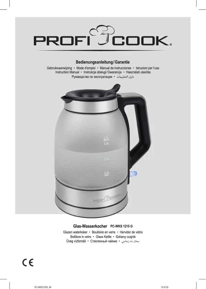 Page n°1 - Manuel utilisateur ProfiCook PC-WKS 1215 G