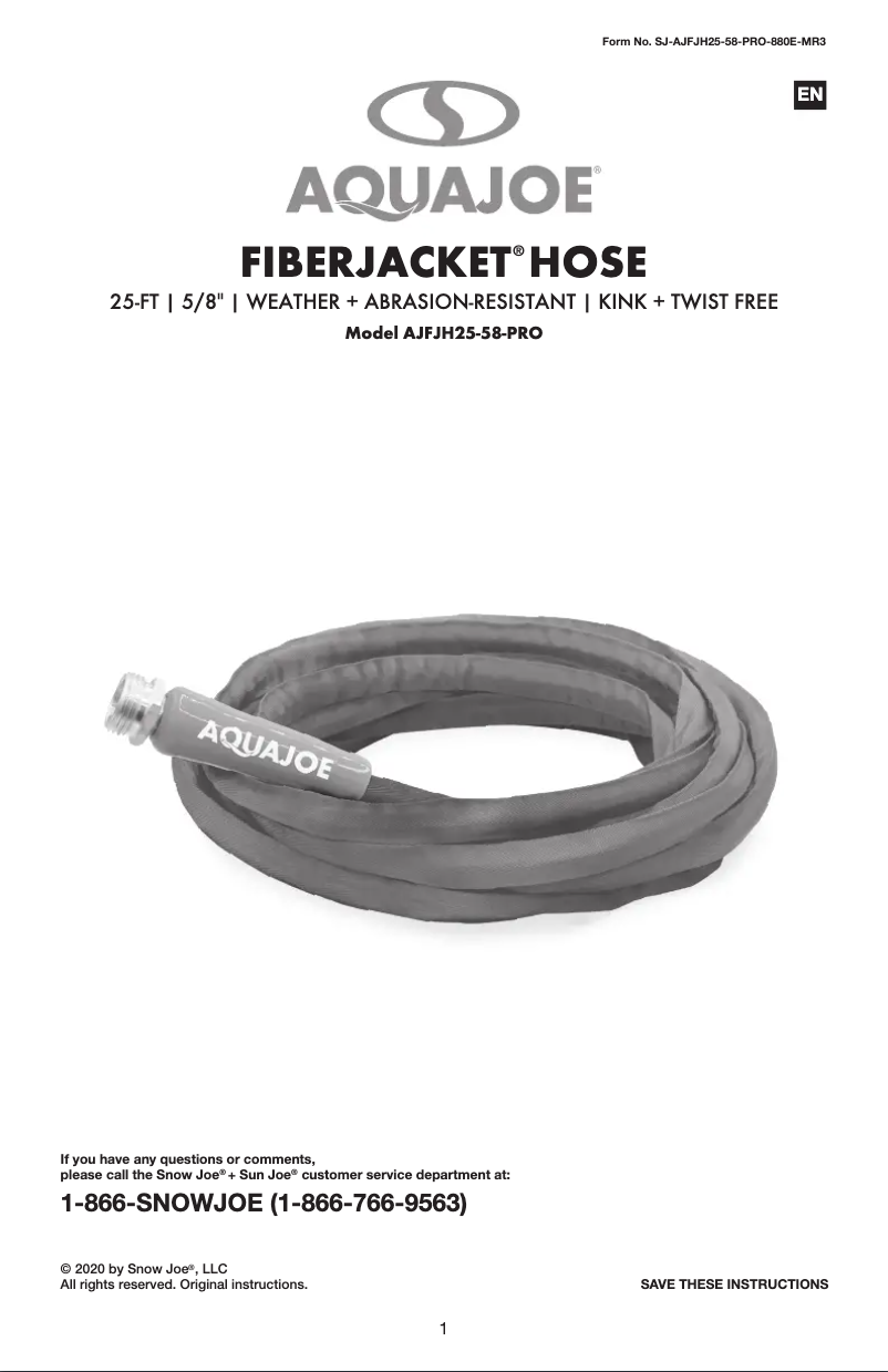 Página 1 del manual Manual de usuario Aqua Joe AJFJH50-58-PRO