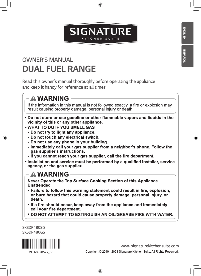 Page 1 de la notice Manuel utilisateur Signature SKSDR480GS