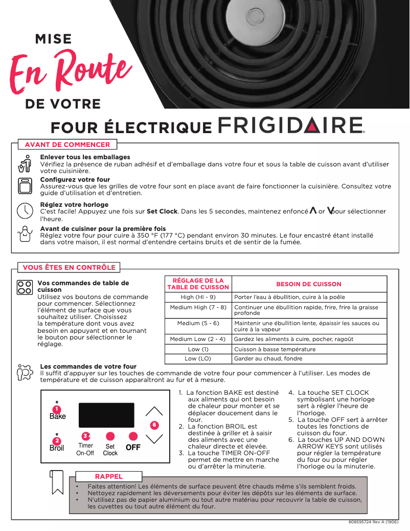 Page n°1 - Manuel utilisateur Frigidaire FCRC3005AW