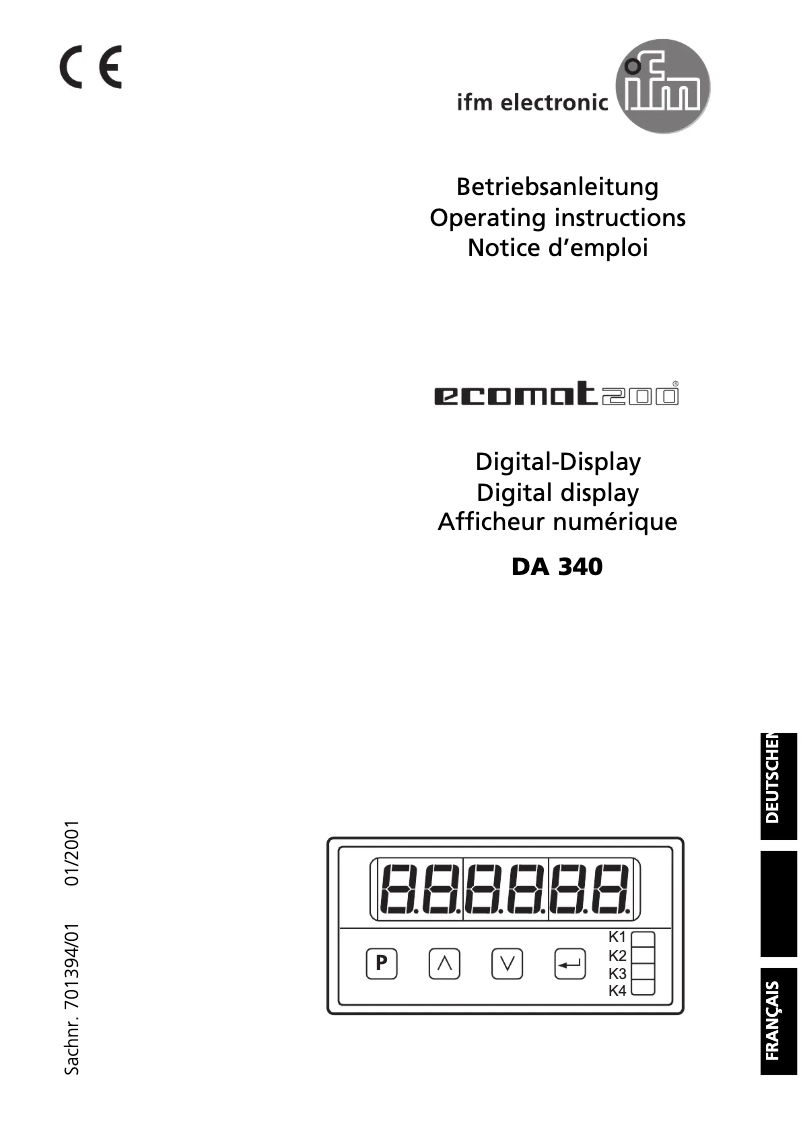 Page n°1 - Manuel utilisateur IFM Ecomat 200 DA340