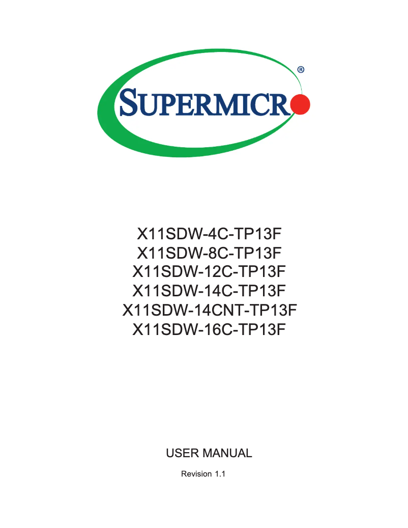 Page n°1 - Manuel utilisateur Supermicro X11SDW-8C-TP13F