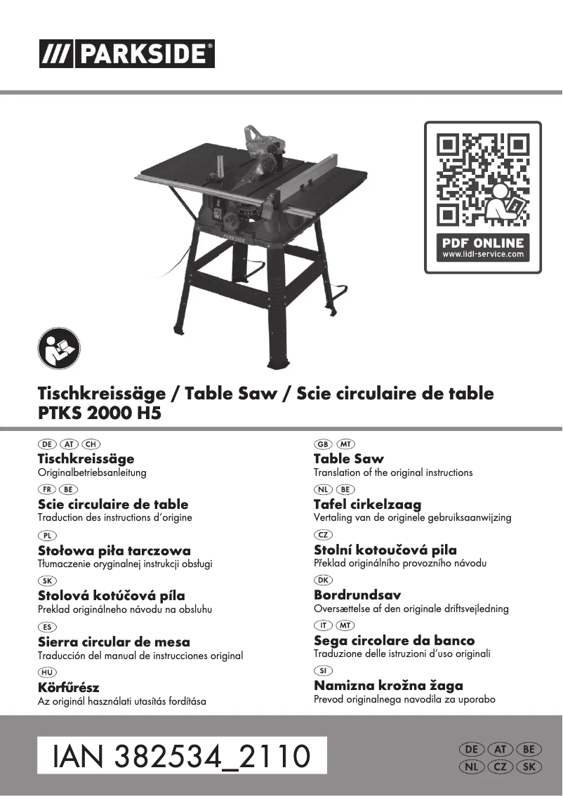 Page 1 de la notice Manuel utilisateur Parkside PTK 2000 A1