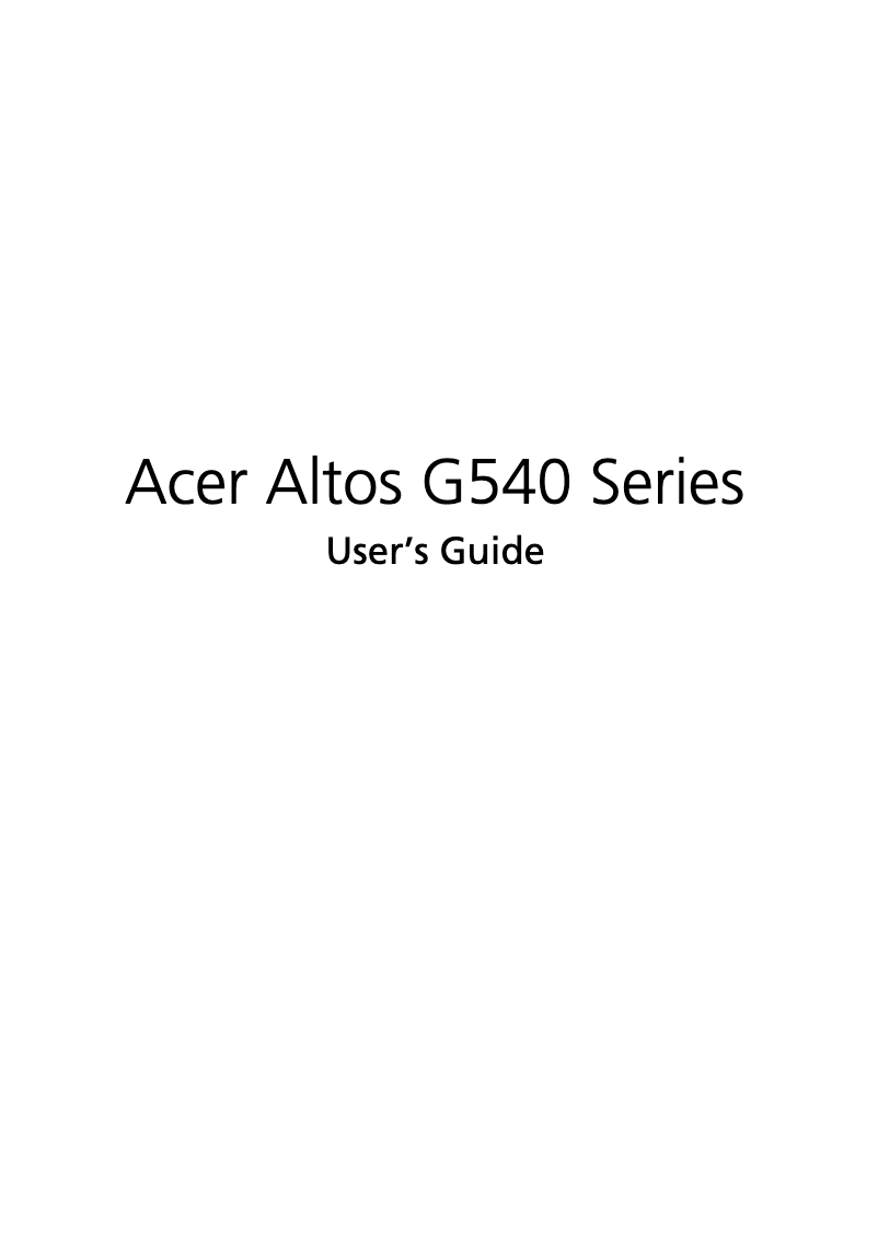 Página 1 del manual Manual de usuario Acer Altos G540