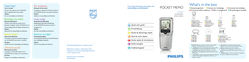 Page 1 de la notice Manuel utilisateur Philips Pocket Memo LFH9370