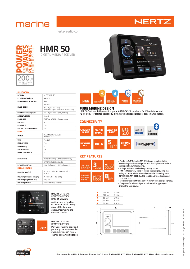 Image de la première page du manuel de l'appareil HMR 50