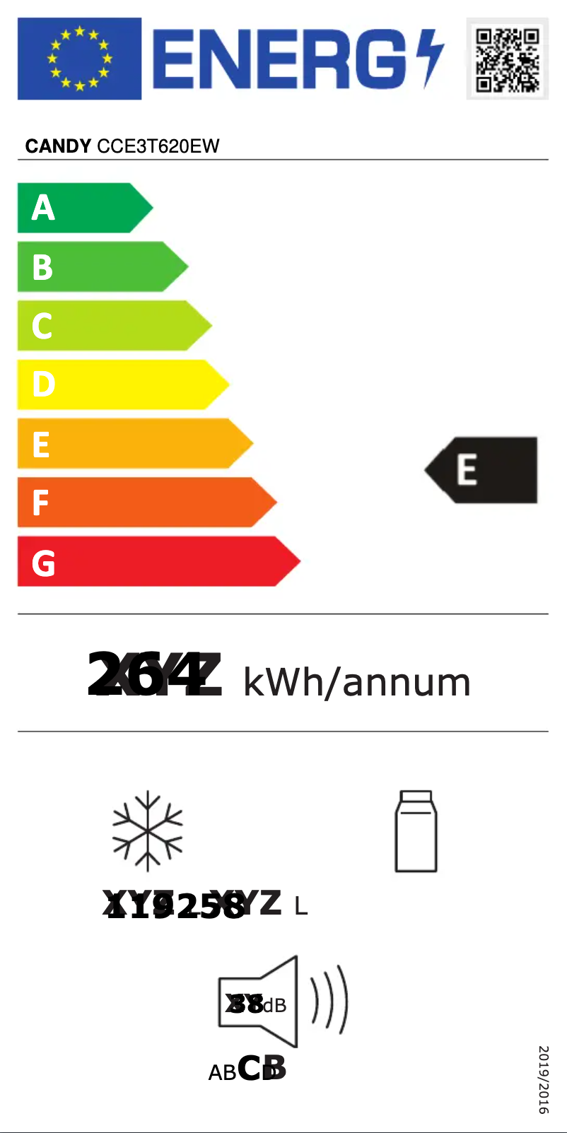 Page 1 de la notice Label énergétique Candy CCE3T620EW