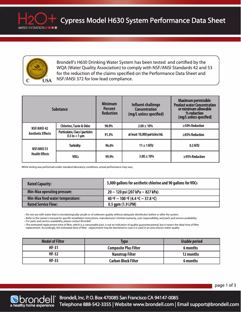 Image de la première page du manuel de l'appareil H630
