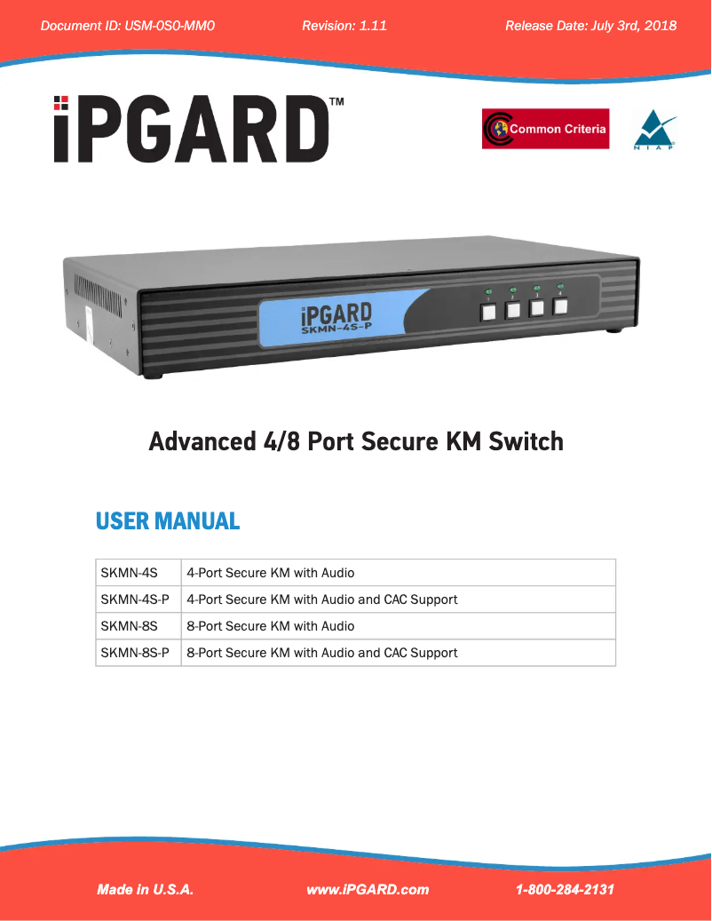Page n°1 - Manuel utilisateur iPGARD SKMN-4S