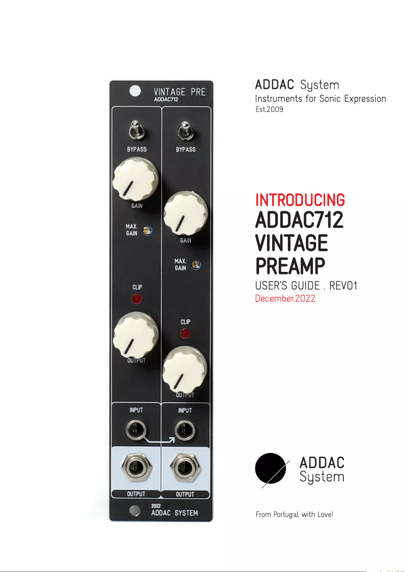Page n°1 - Manuel utilisateur ADDAC System Vintage Pre ADDAC712