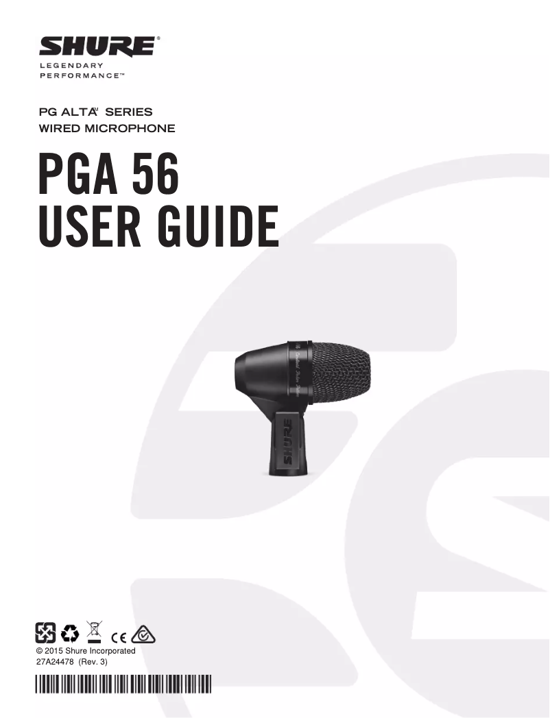 Page n°1 - Manuel utilisateur Shure PGA56-LC