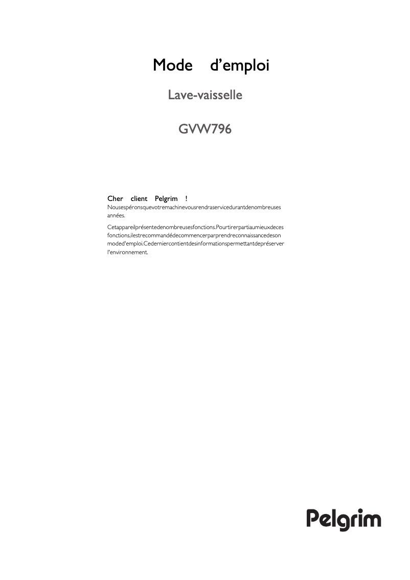 Página 1 del manual Manual de usuario Pelgrim GVW796