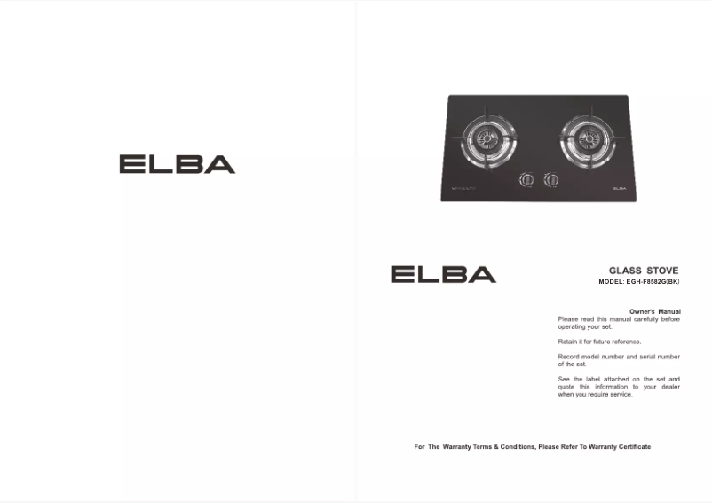 Page 1 de la notice Manuel utilisateur Elba EGH-F8582G(BK)