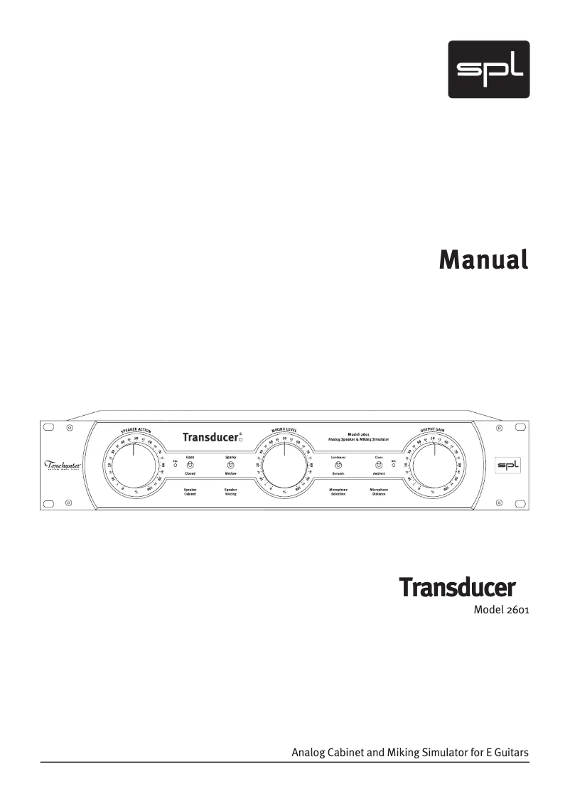 Page n°1 - Manuel utilisateur SPL Transducer 2601