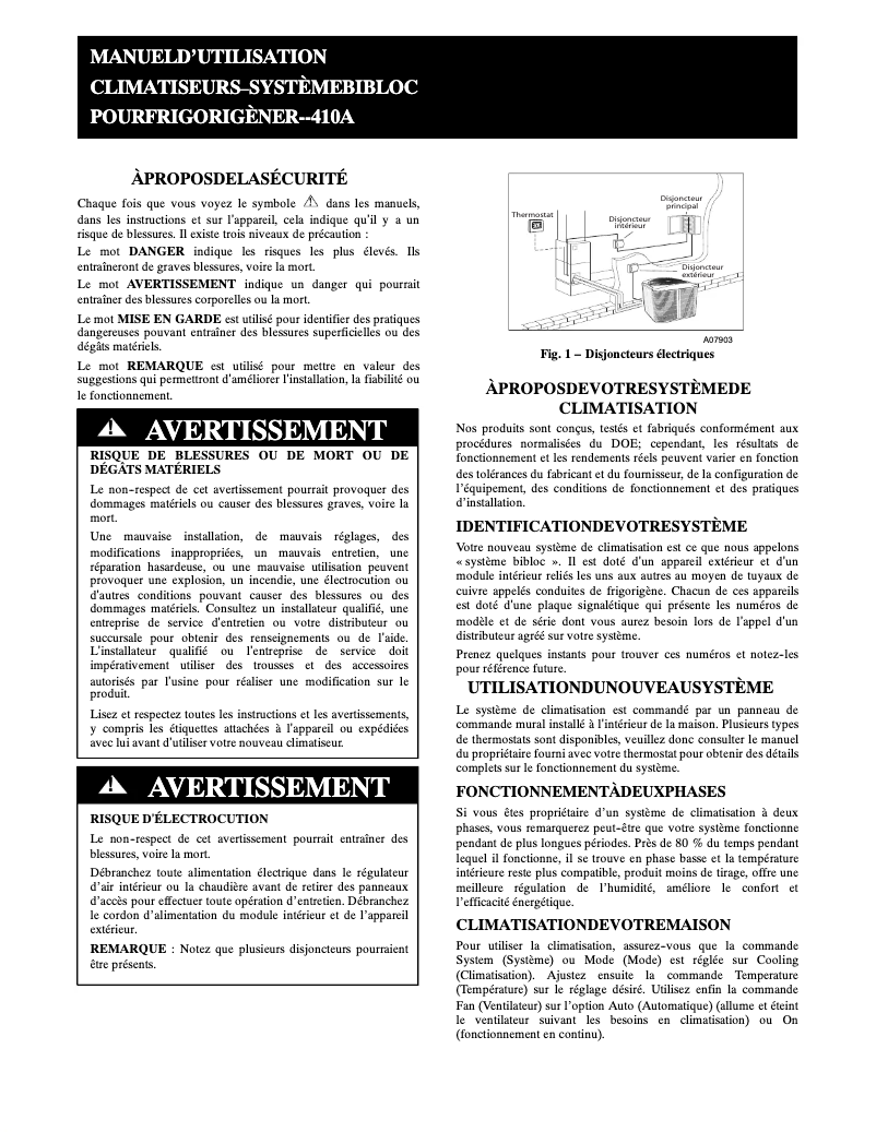 Page n°1 - Manuel utilisateur Carrier Performance 24ACB7