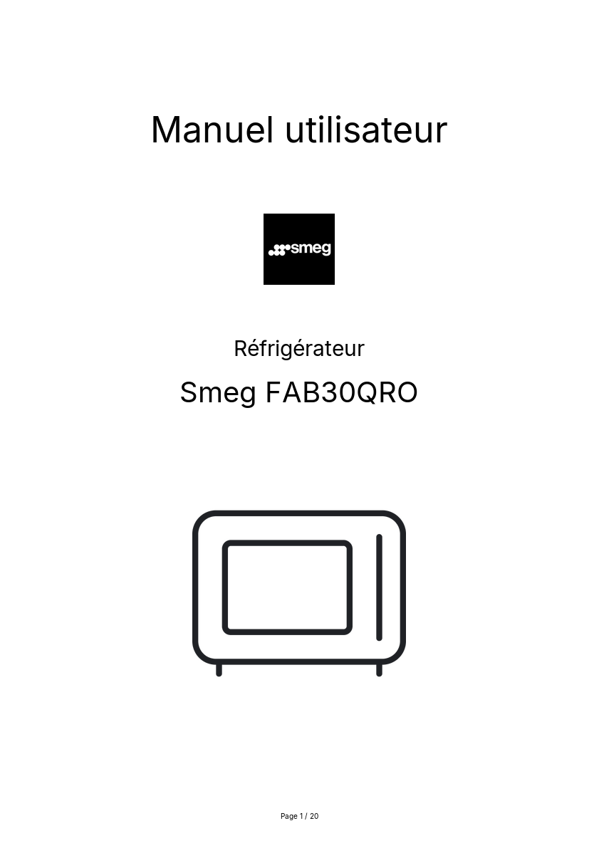 Page n°1 - Manuel utilisateur Smeg FAB30QRO