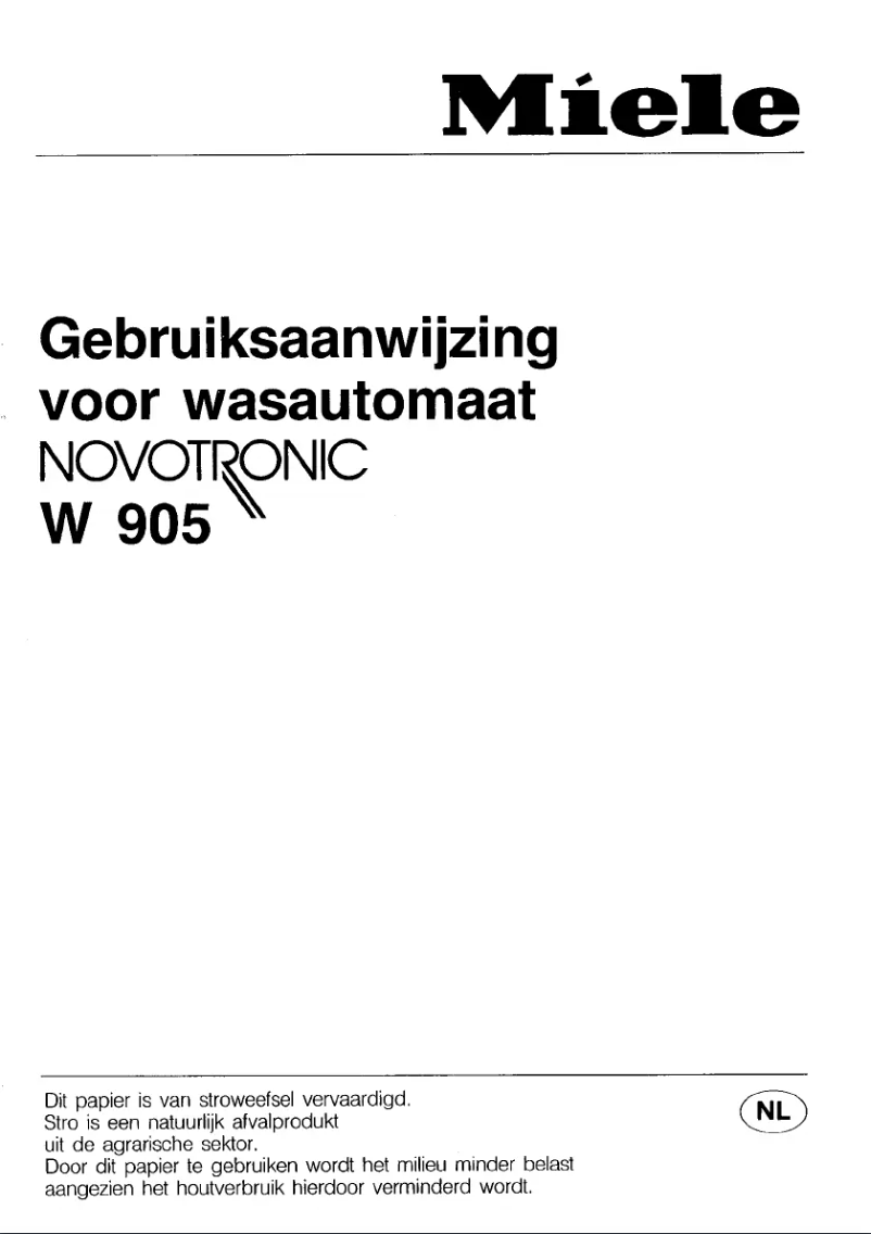 Page n°1 - Manuel utilisateur Miele W 905 Novotronic