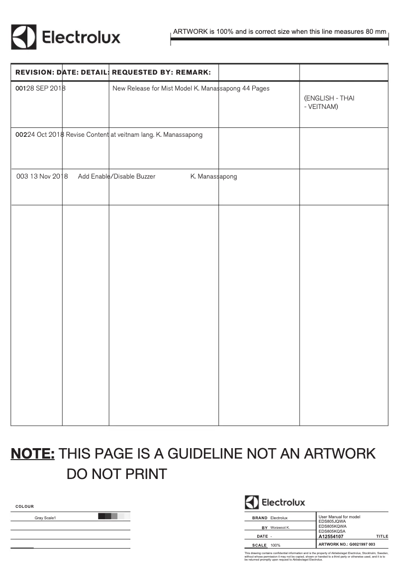 Page n°1 - Manuel utilisateur Electrolux EDS805KQSA