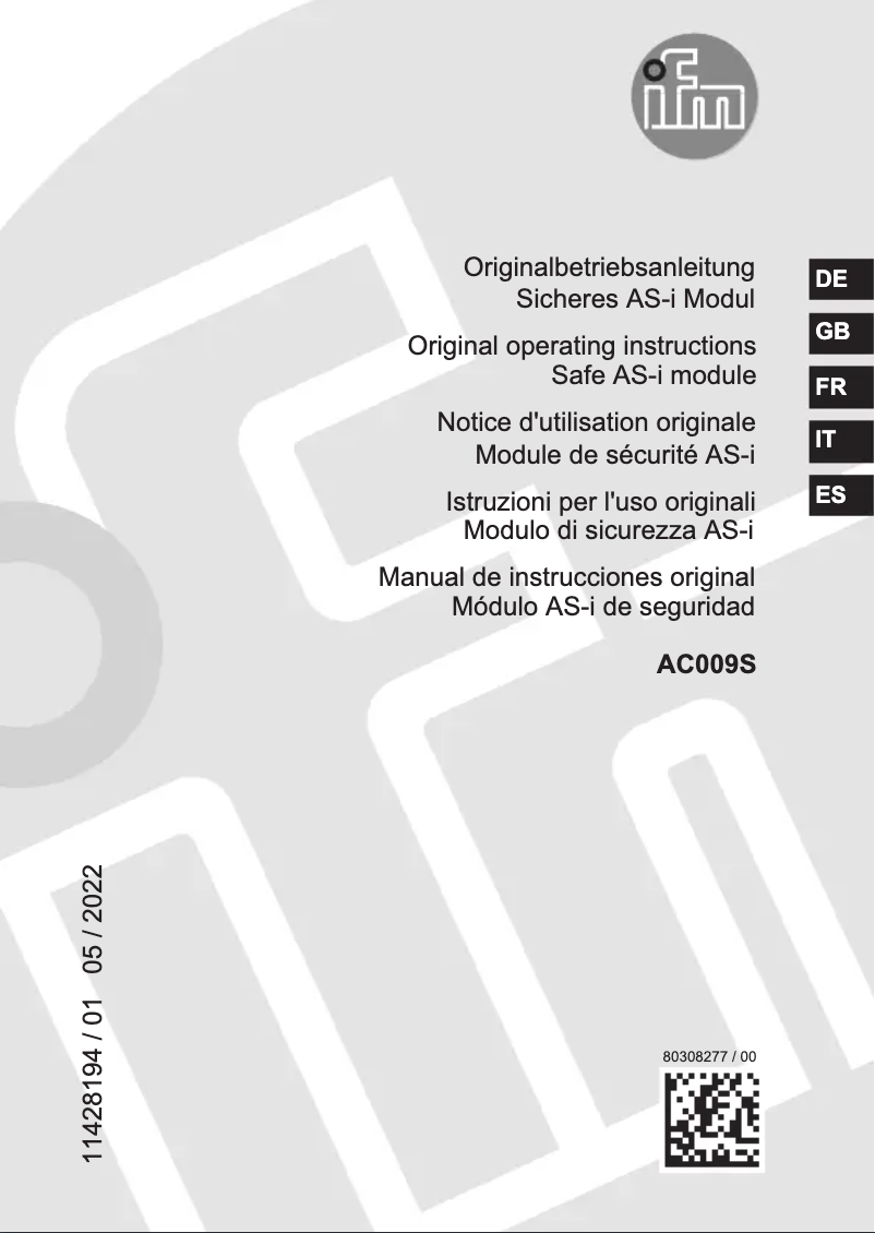 Image de la première page du manuel de l'appareil AC009S