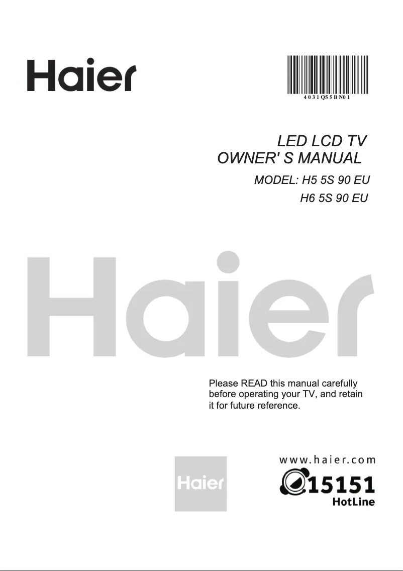 Page 1 de la notice Manuel utilisateur Haier H65S90EU