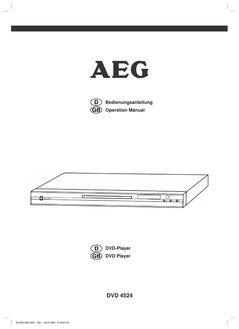 Page 1 de la notice Manuel utilisateur AEG DVD 4524