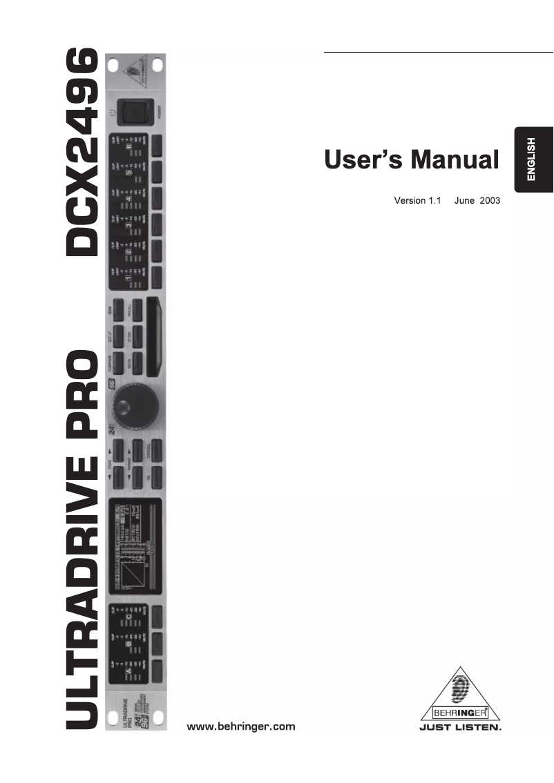 Page 1 de la notice Manuel utilisateur Behringer Ultradrive Pro DCX2496