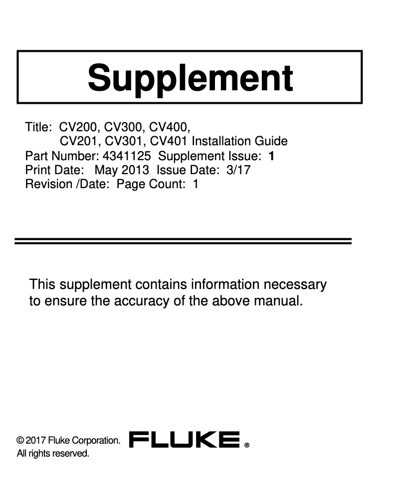 Page n°1 - Mode d'emploi Fluke ClirVu CV200