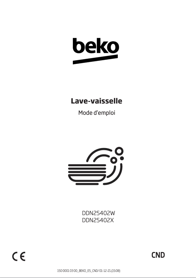 Page 1 de la notice Manuel utilisateur Beko DDN25402W