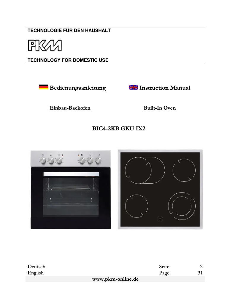 Image de la première page du manuel de l'appareil BIC4-2KB-GKRU-IX-2