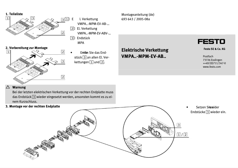 Page 1 de la notice Manuel utilisateur Festo VMPA1-MPM-EV-ABV-4