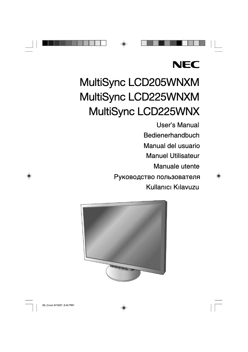 Page 1 de la notice Manuel utilisateur NEC MultiSync LCD225WNX