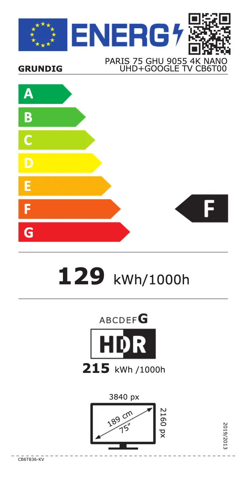 Image de la première page du manuel de l'appareil PARIS 75 GHU 9055 4K NANO UHD+GOOGLE TV