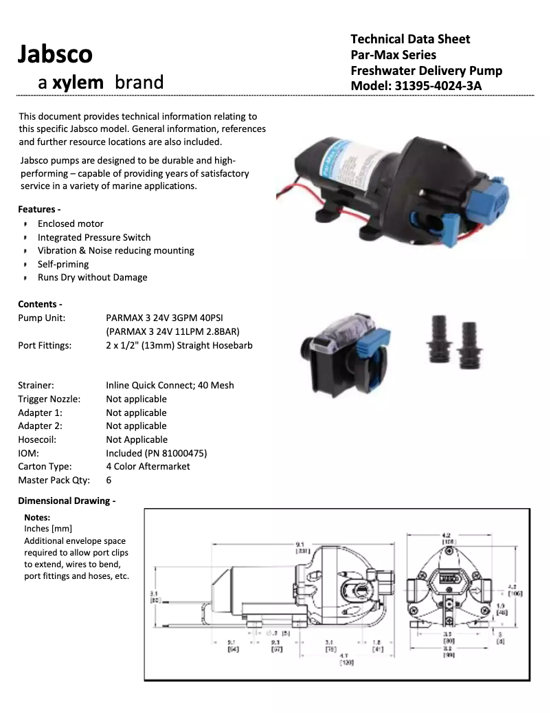 Page n°1 - Manuel utilisateur Jabsco Par-Max 3