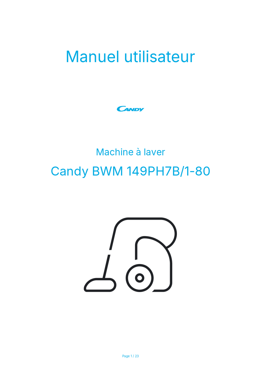 Page n°1 - Manuel utilisateur Candy BWM 149PH7B/1-80