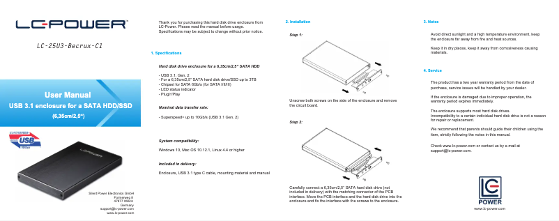 Page n°1 - Manuel utilisateur LC-Power LC-25U3-Becrux-C1