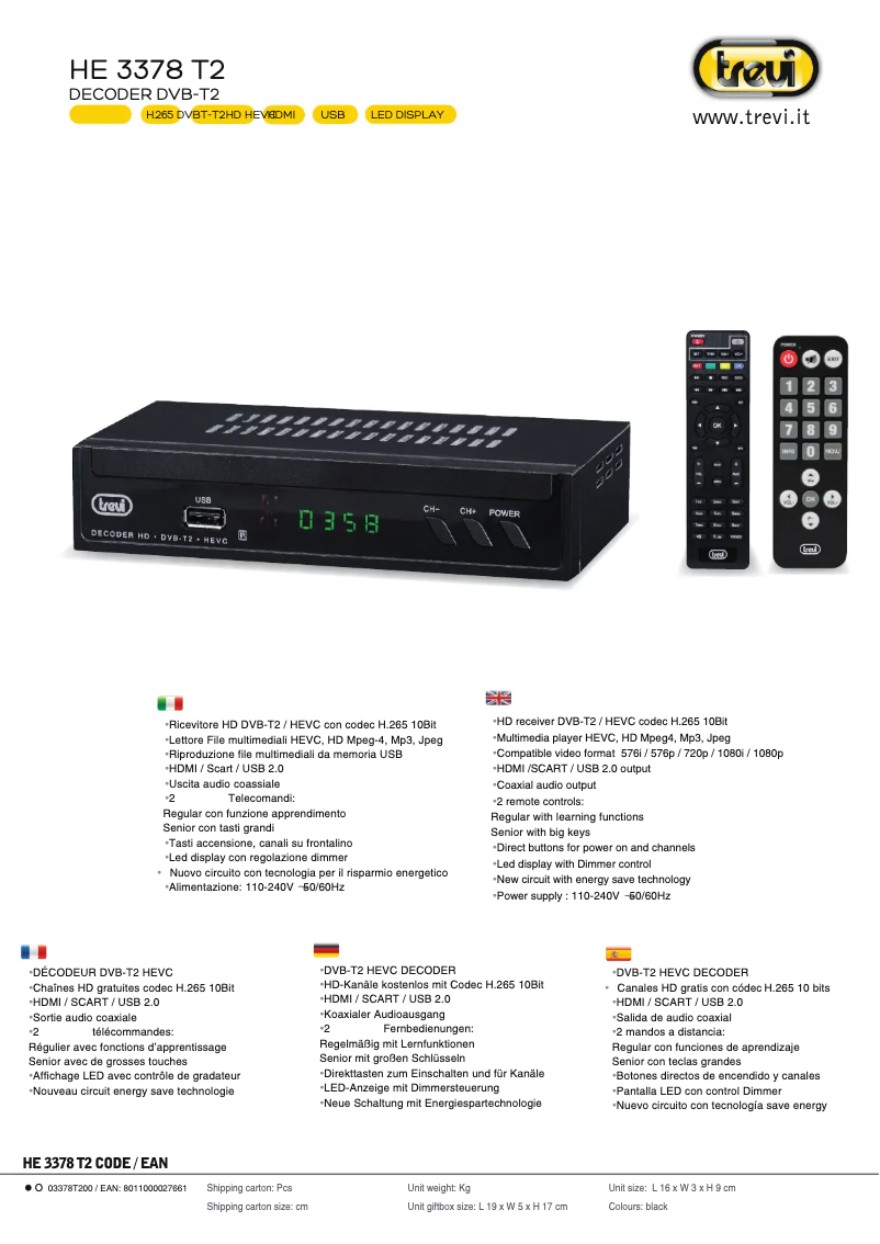 Image de la première page du manuel de l'appareil HE 3378 T2