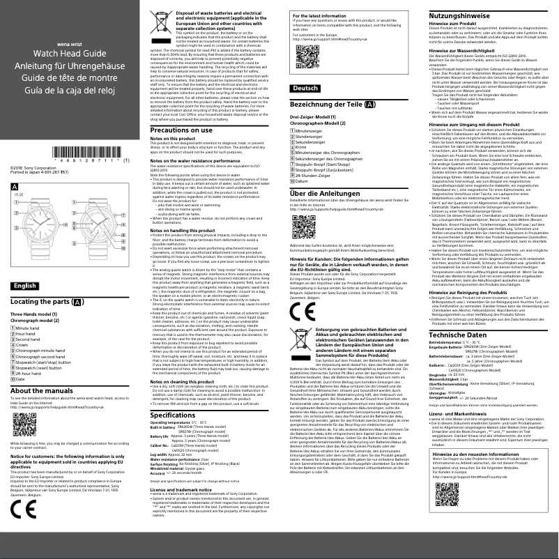 Page 1 de la notice Manuel utilisateur Sony WNW-HWC01B