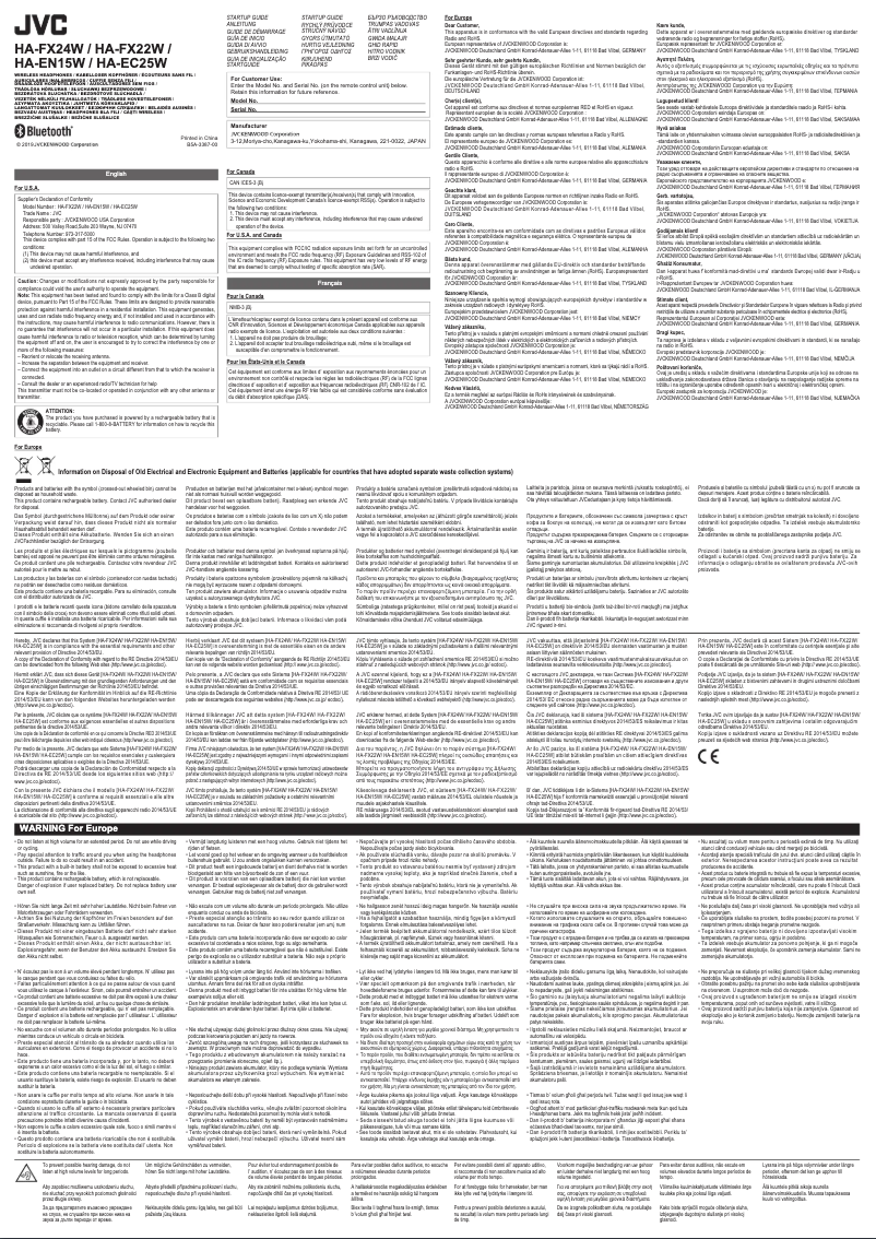 Page n°1 - Manuel utilisateur JVC HA-FX24W