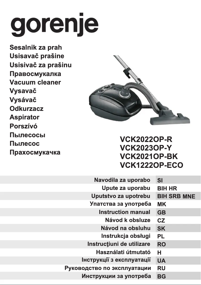 Page 1 de la notice Manuel utilisateur Gorenje VCK2023OP-Y