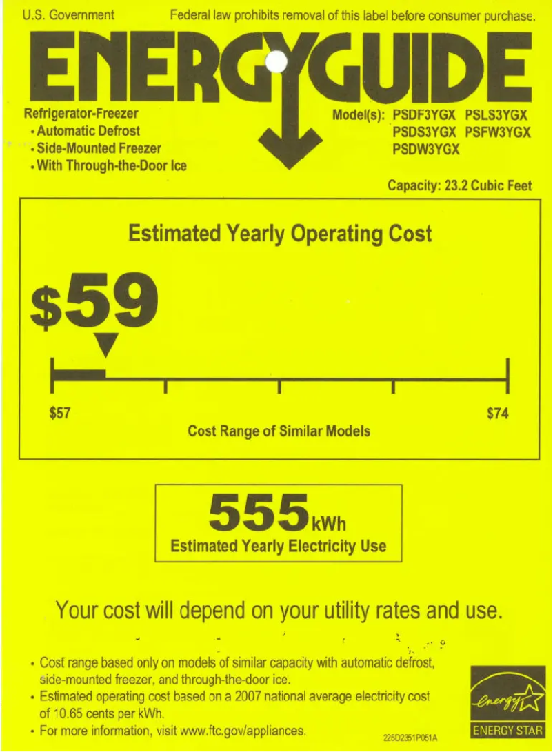 Page n°1 - Label énergétique GE Profile PSFW3YGXSS
